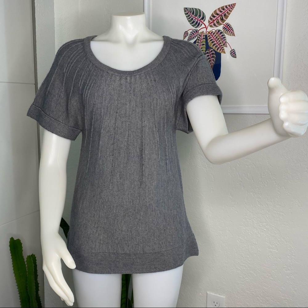 H&M Grey Wool Mix Short Sleeve Sweater